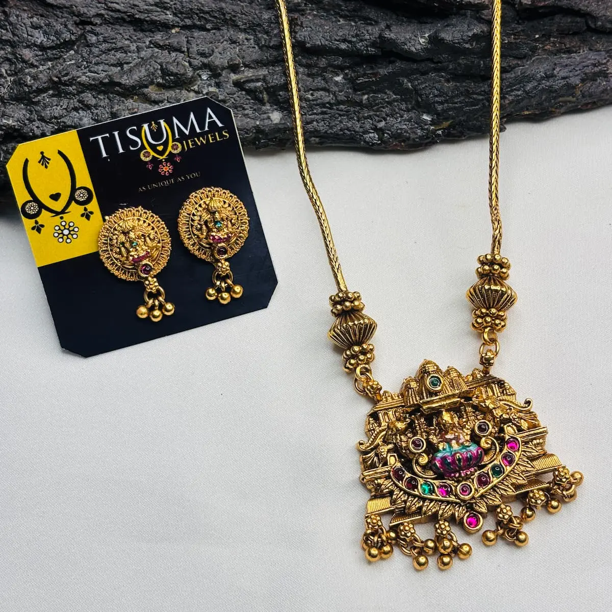 Antique Gold Enamel Temple Set